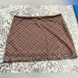 H&M Checkered A-Line Skirt in Brown  | Size small